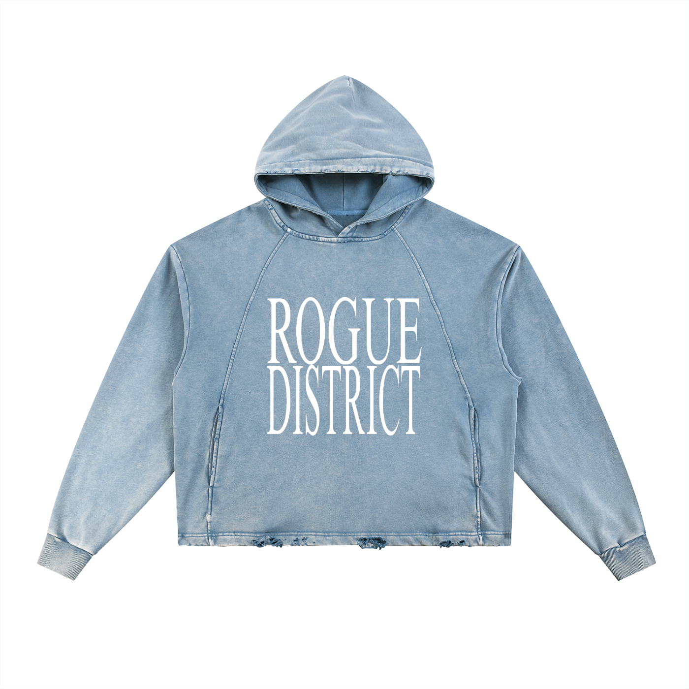 Vintage Washed Frayed-Hem Hoodie