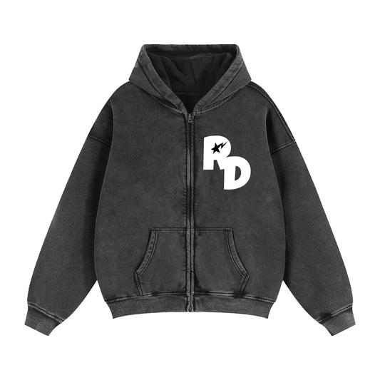 Zip-Through Boxy Fleece Hoodie