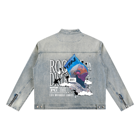 Vintage Wash Zip Denim Jacket