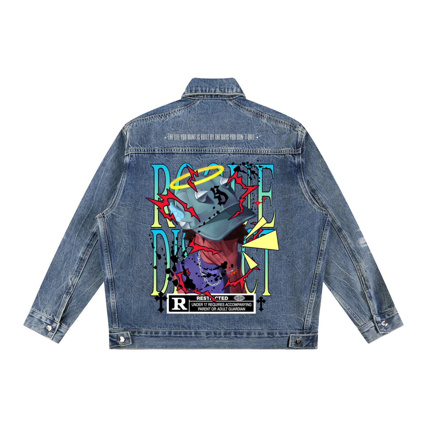Vintage Wash Zip Up Denim Jacket