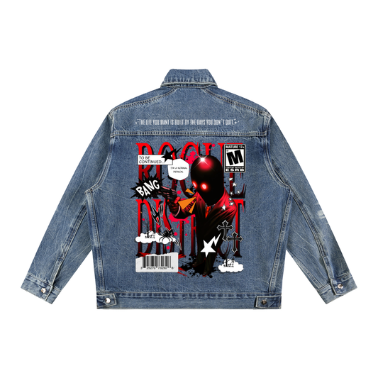 Vintage Wash Zip Up Denim Jacket
