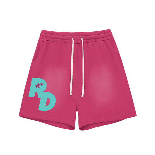 Sun Fade Raw Edge Cotton Shorts