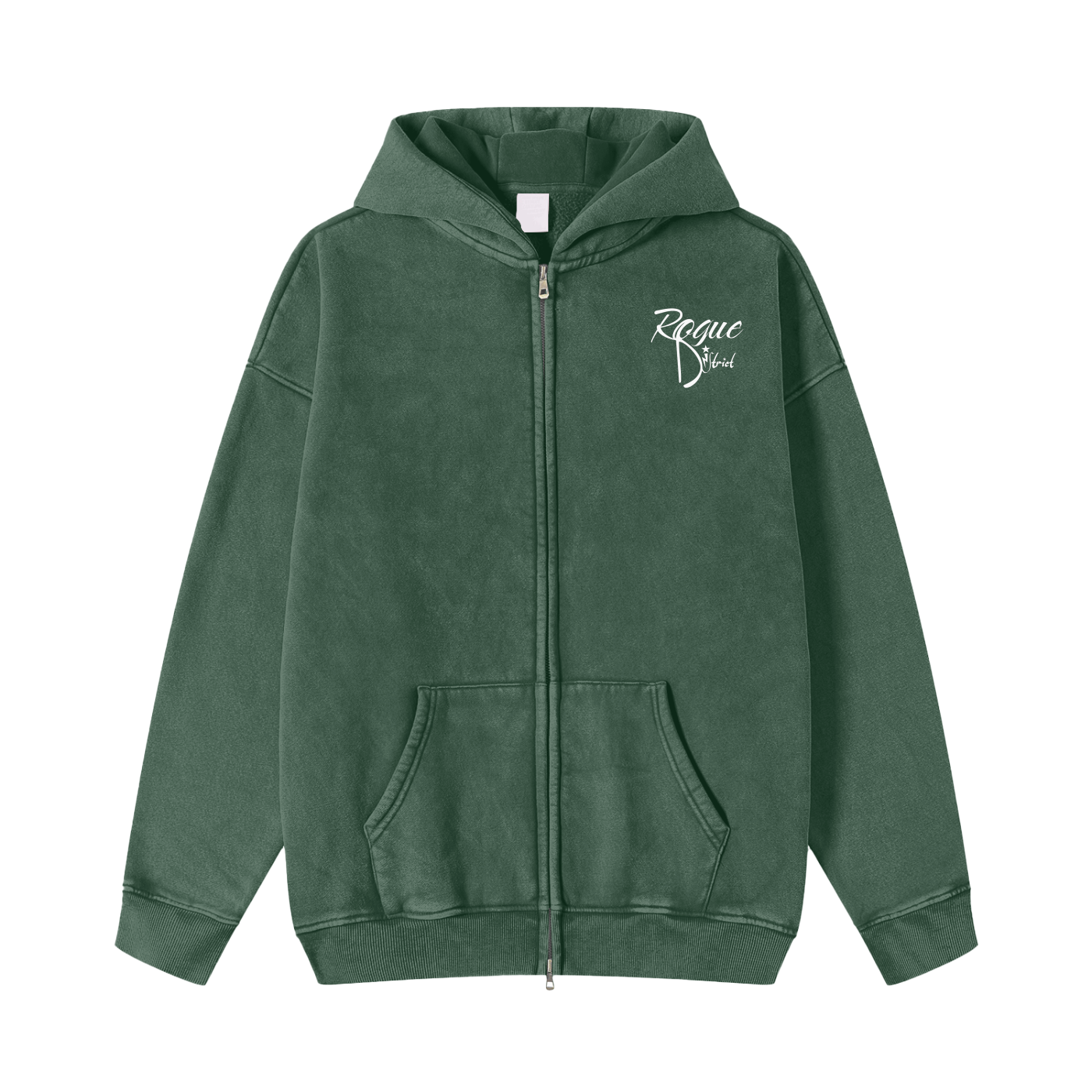 Snow Washed Zip-Through Fleece Hoodie