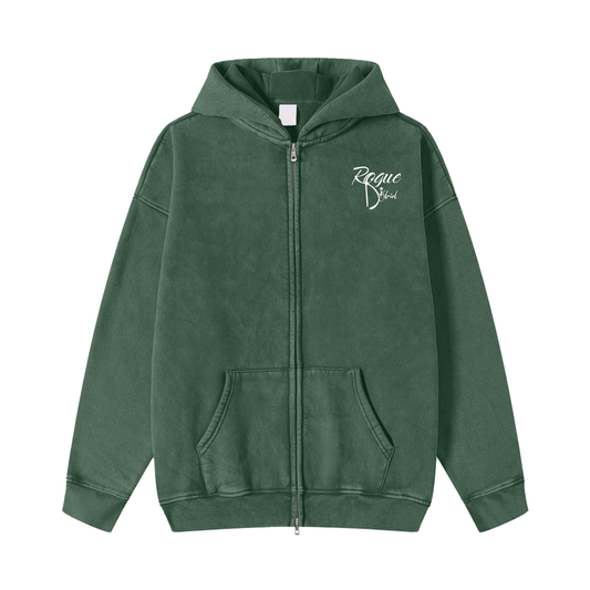 Snow Washed Zip-Through Fleece Hoodie