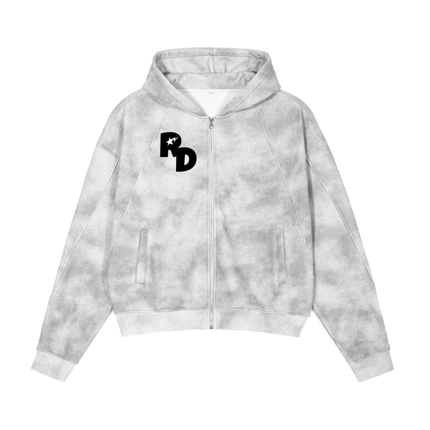 Dirty Washed Boxy Zip-up Fleece Hoodie