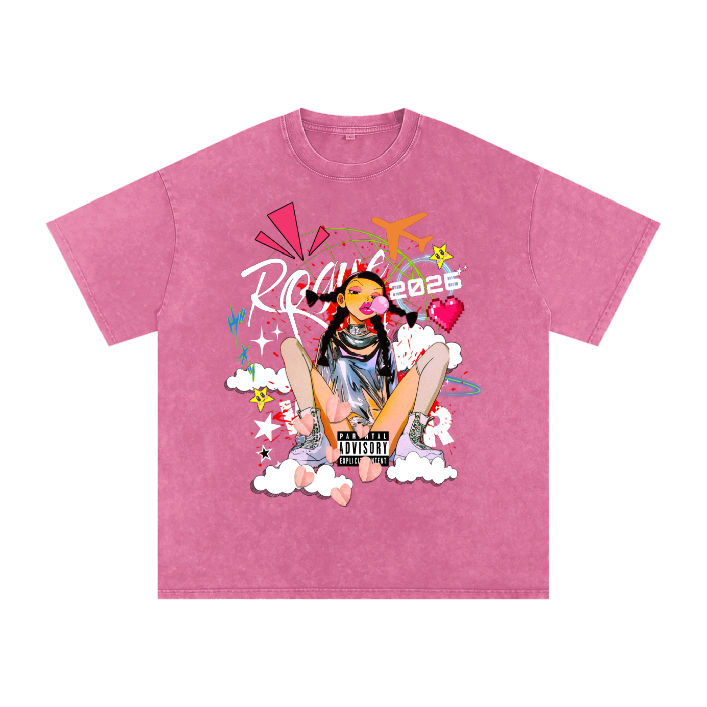 Snow Washed Oversized Cotton T-Shirt