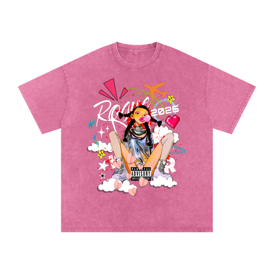 Snow Washed Oversized Cotton T-Shirt