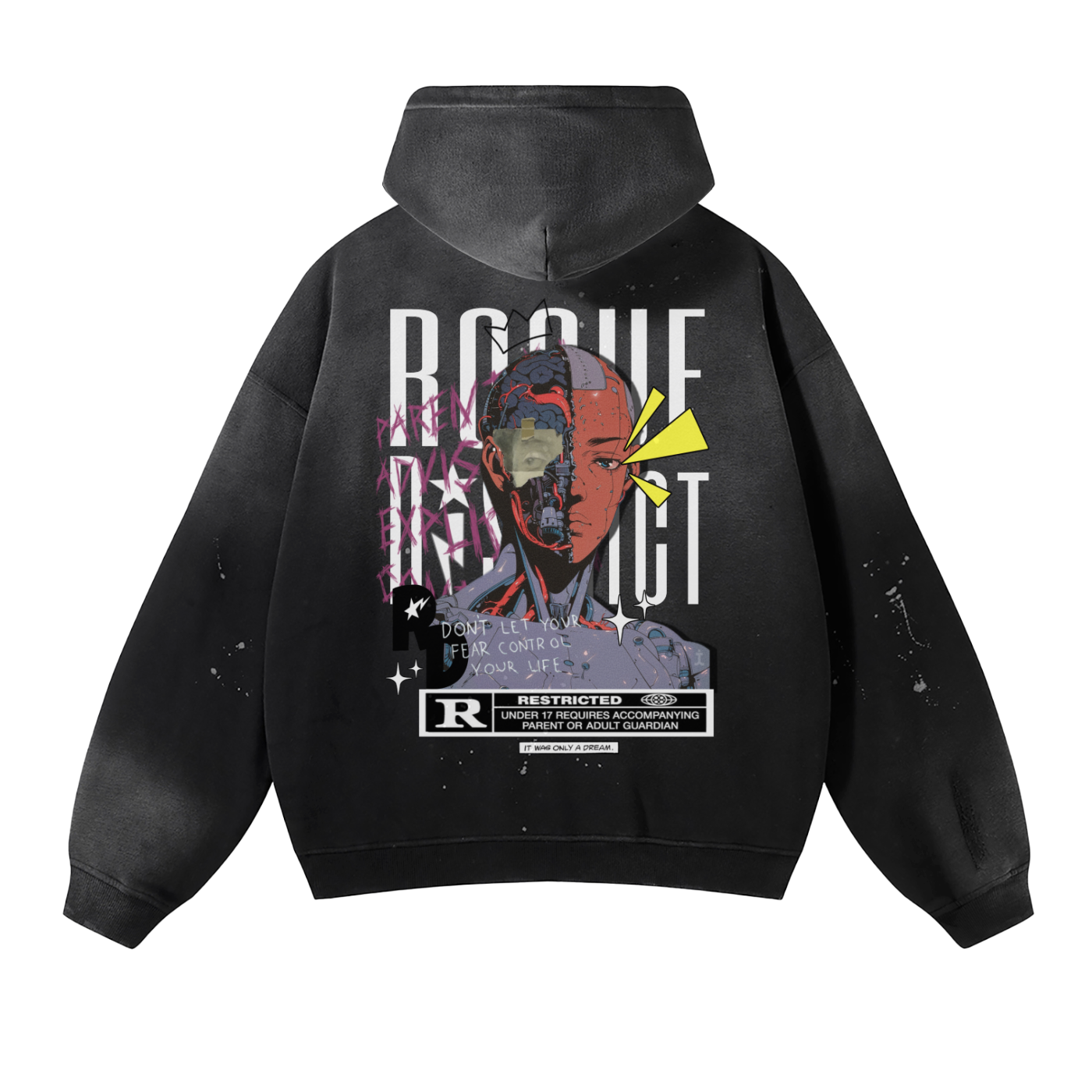Vintage Wash Frayed Fleece Hoodie - 360 GSM