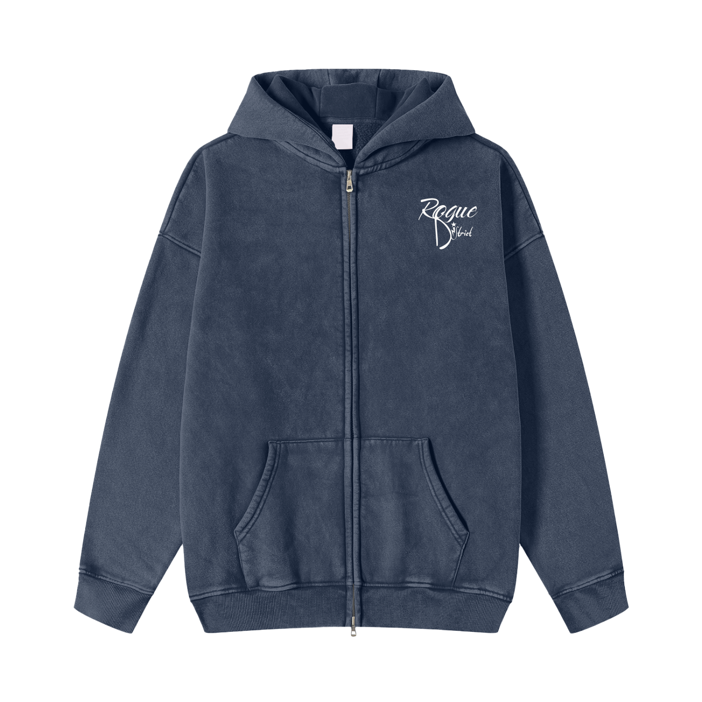 Snow Washed Zip-Through Fleece Hoodie