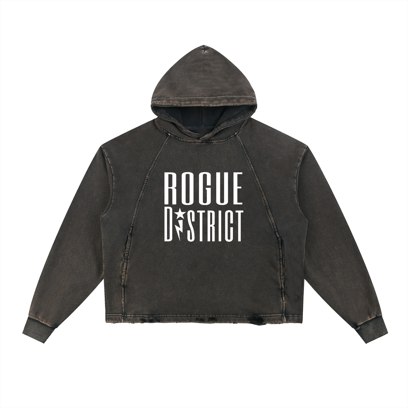 Vintage Washed Frayed-Hem Hoodie